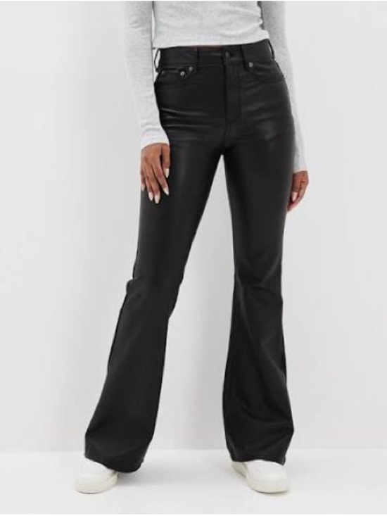 American Eagle Outfitters Pants - AE Curvy Long Black Faux Leather Stretch Bootcut Pants